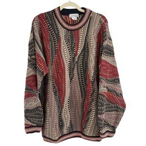 Avanzata Harry Rosen Mercerized Cotton Sweater Coogi 3D Knit Red Beige Men Size